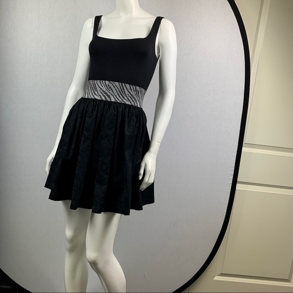 NEW Zebra Jacquard Roses Metallic Belt Mini Dress - Picture 6 of 16